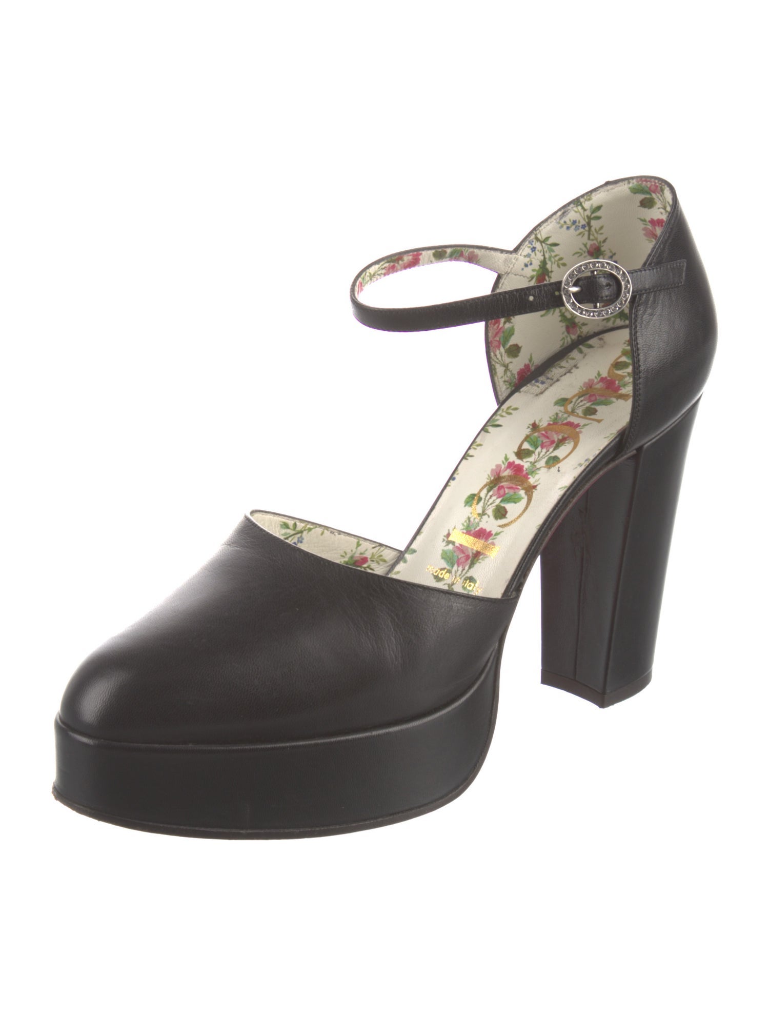 Gucci Leather Crystal Embellishments D'Orsay Pumps