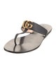 Gucci Double G Logo Leather Flip Flops