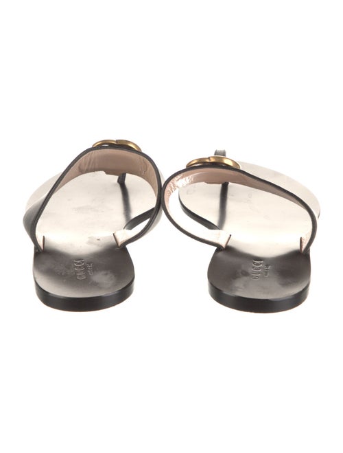 Gucci Double G Logo Leather Flip Flops