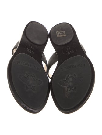 Gucci Double G Logo Leather Flip Flops