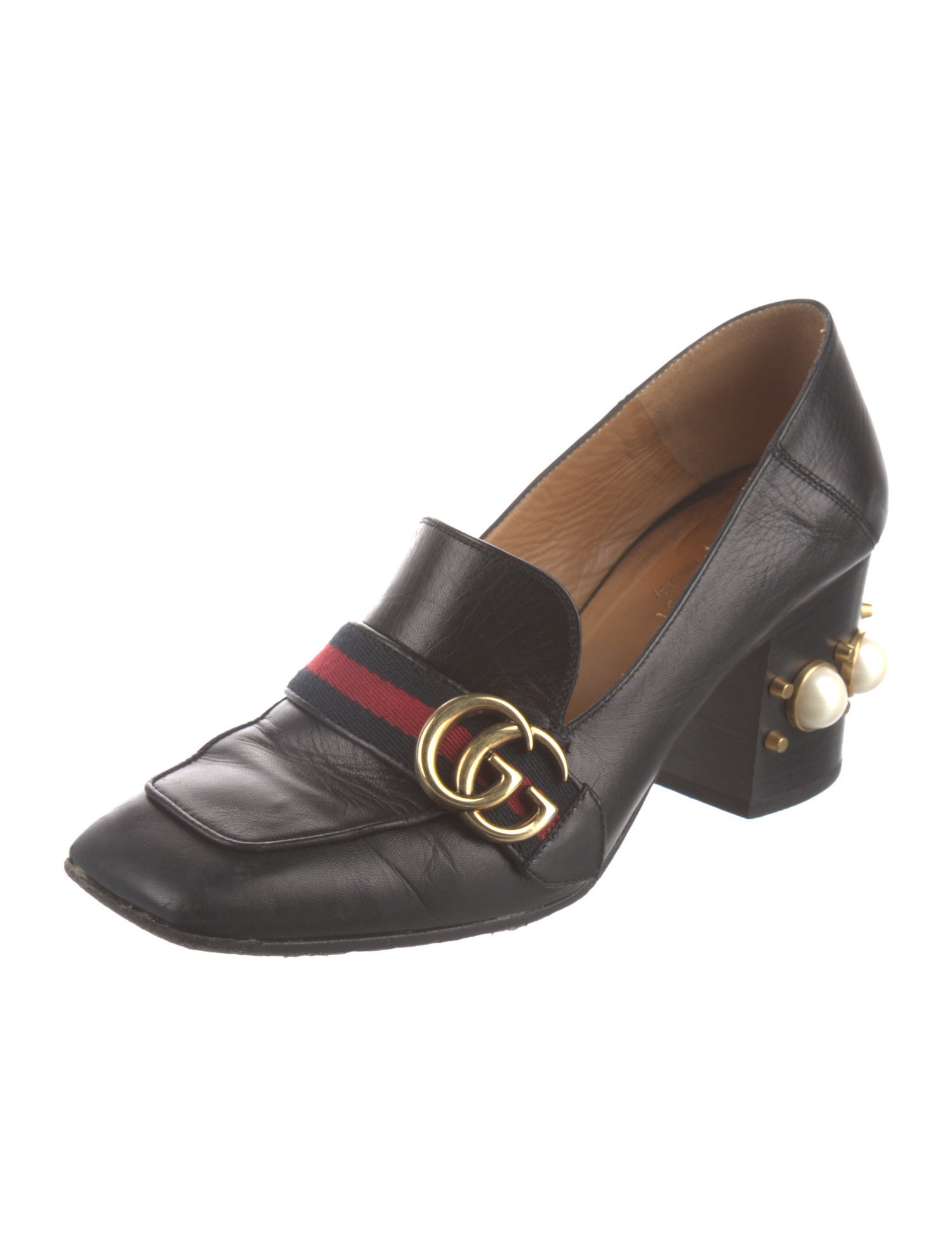 Gucci Double G Logo Leather Pumps