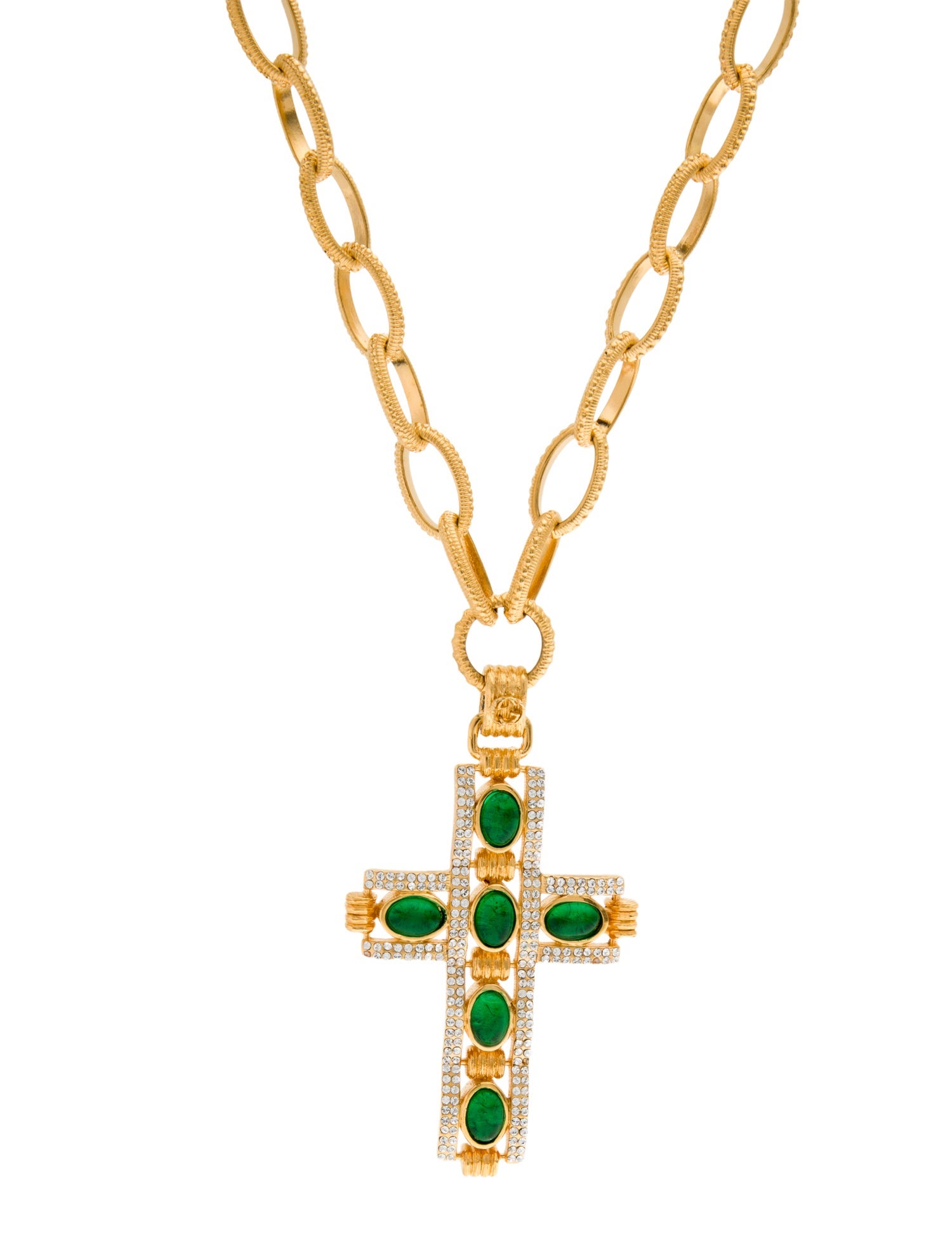 Gucci Crystal & Resin Cross Necklace