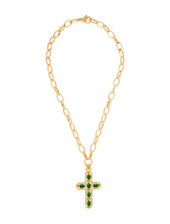 Gucci Crystal & Resin Cross Necklace