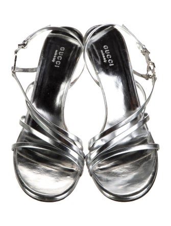 Gucci Interlocking G Logo Leather Slingback Sandals