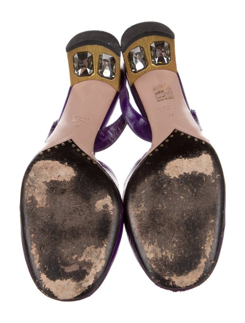 Gucci Eel Skin Crystal Embellishments Slingback Pumps