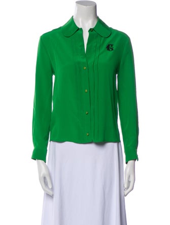 Gucci Silk Long Sleeve Button-Up Top