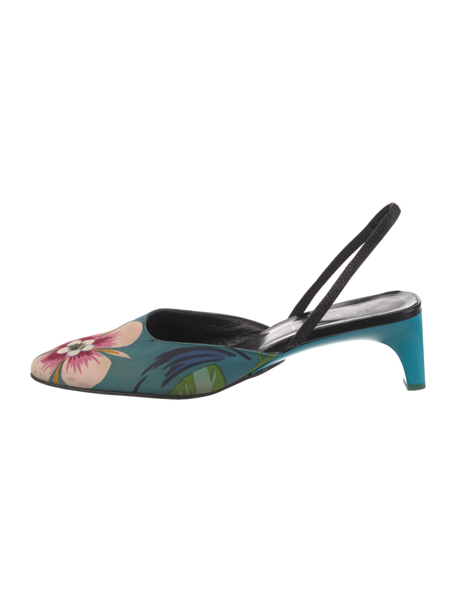 Gucci Canvas Floral Print Slingback Pumps