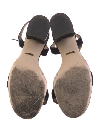 Gucci Double G Logo Suede Slingback Sandals