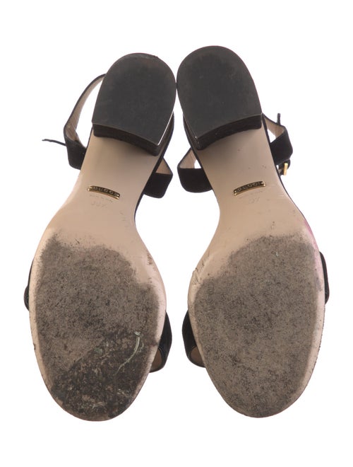 Gucci Double G Logo Suede Slingback Sandals