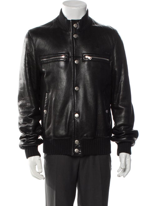 Gucci Web Accent Leather Moto Jacket