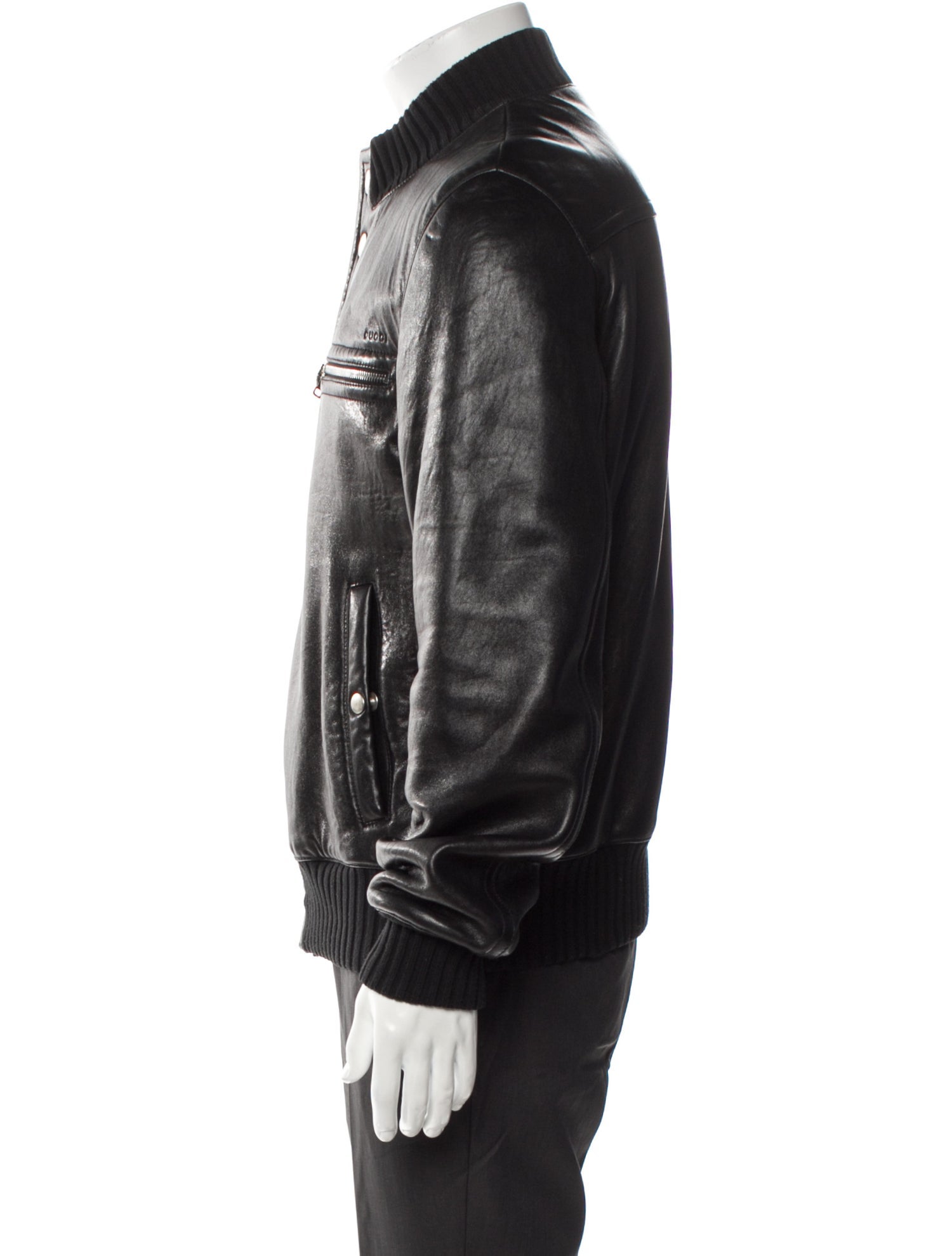 Gucci Web Accent Leather Moto Jacket