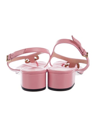 Gucci Double G Logo Leather T-Strap Sandals