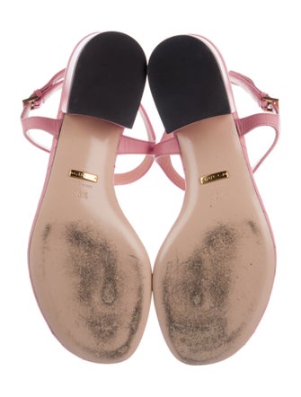 Gucci Double G Logo Leather T-Strap Sandals