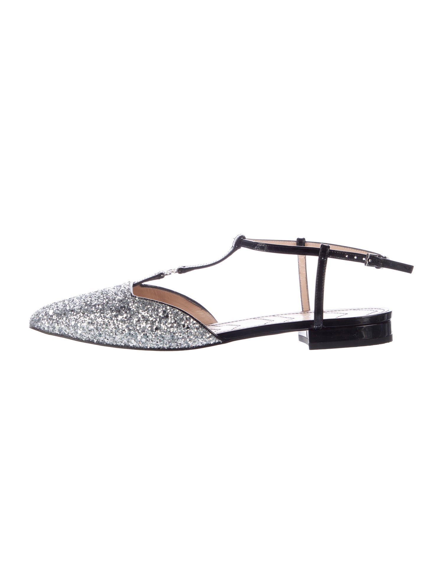 Gucci Double G Logo Glitter Slingback Flats