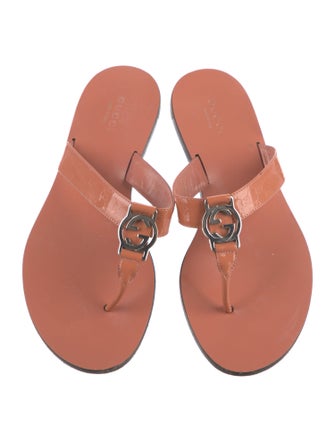 Gucci Interlocking G Logo Patent Leather Slides