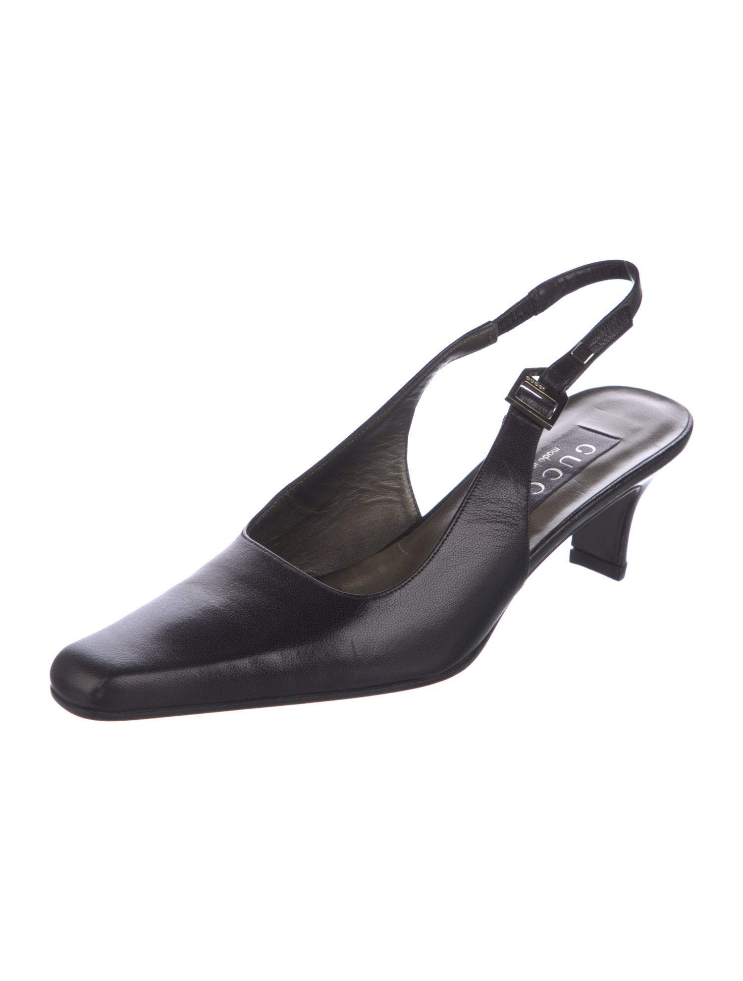 Gucci Bamboo Accent Leather Slingback Pumps