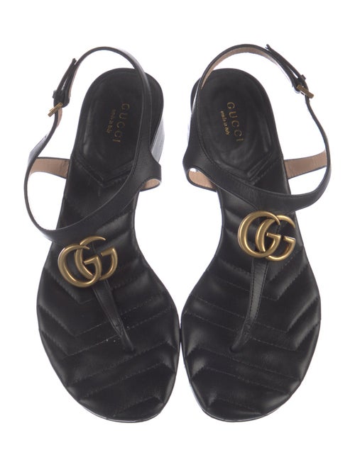 Gucci Double G Logo Leather T-Strap Sandals