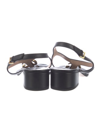 Gucci Double G Logo Leather T-Strap Sandals