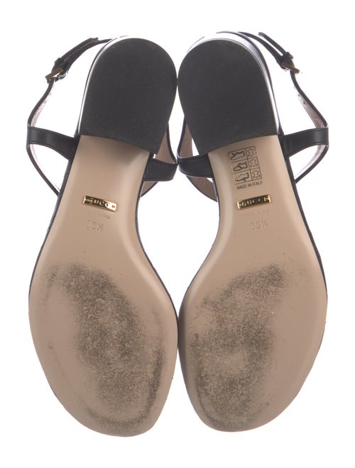 Gucci Double G Logo Leather T-Strap Sandals