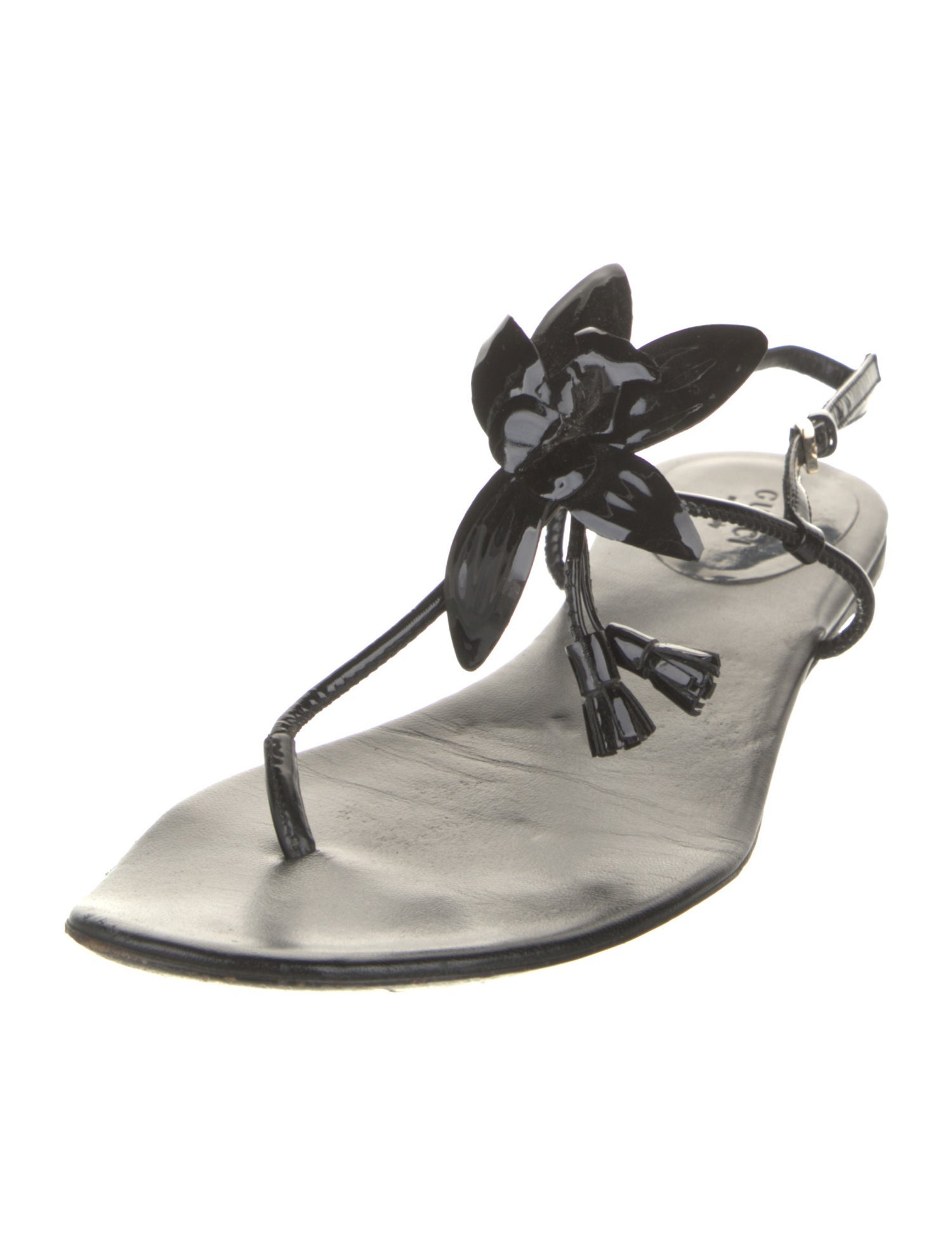 Gucci Interlocking G Logo Patent Leather Slingback Sandals