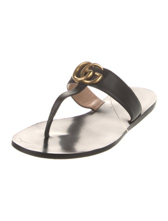 Gucci Double G Logo Leather Slides
