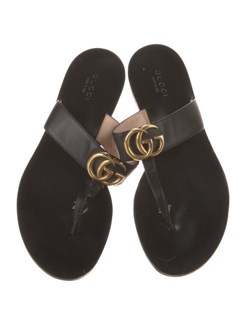 Gucci Double G Logo Leather Slides