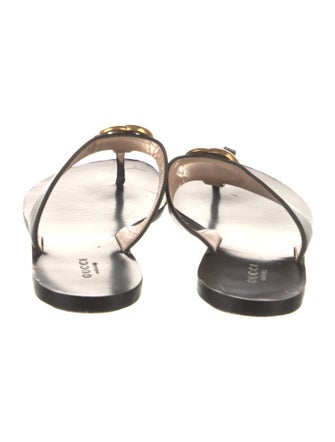 Gucci Double G Logo Leather Slides