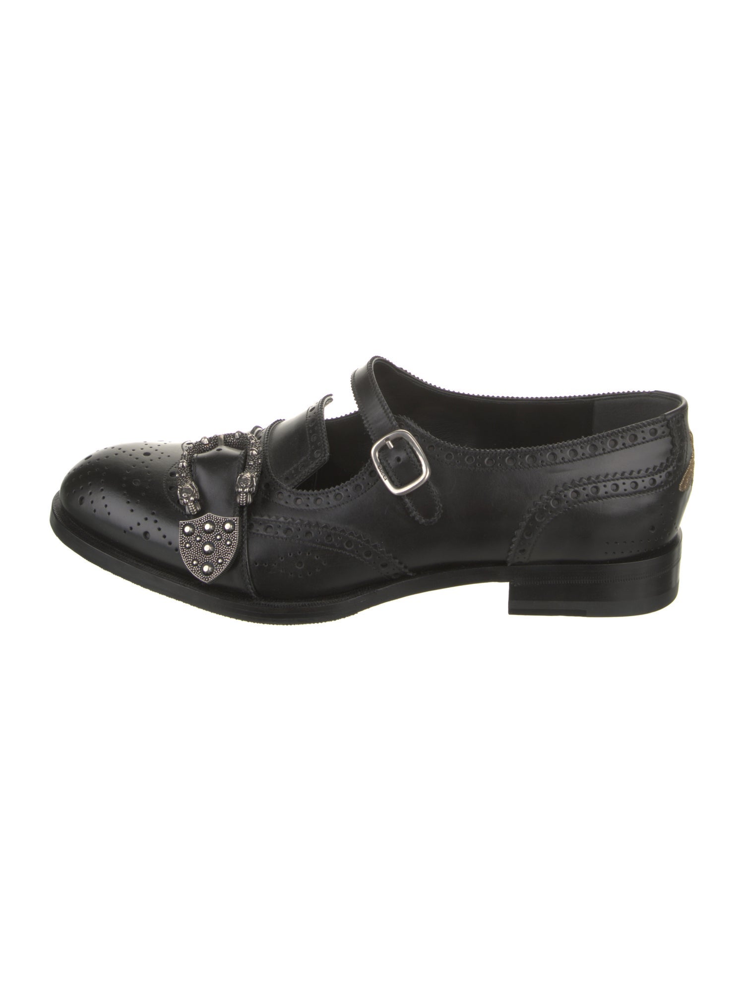 Gucci Bee Accent Leather Monk Straps