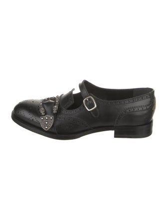 Gucci Bee Accent Leather Monk Straps