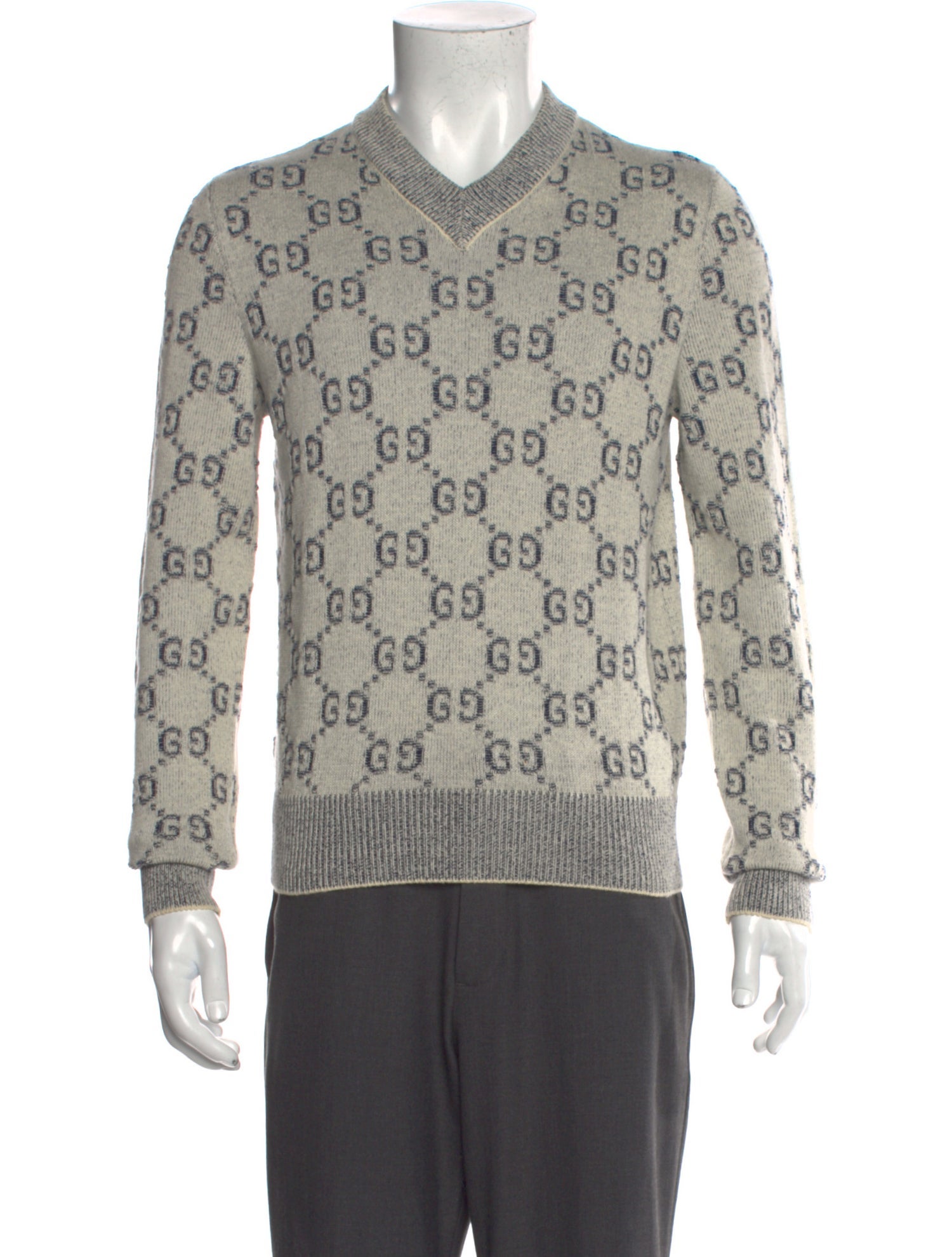 Gucci GG Logo V-Neck Pullover