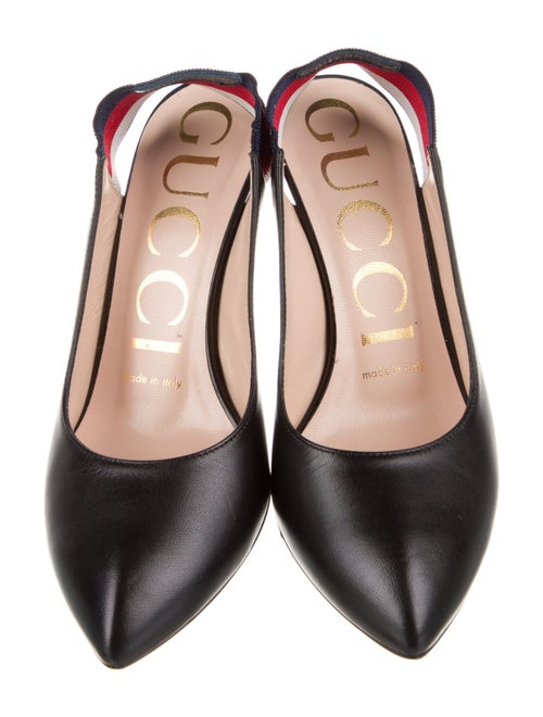 Gucci Leather Grosgrain Trim Slingback Pumps