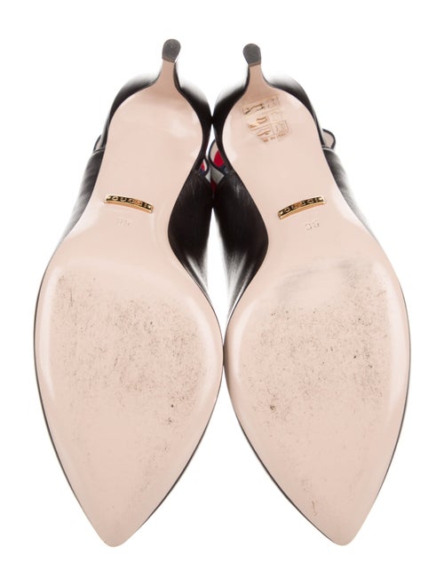 Gucci Leather Grosgrain Trim Slingback Pumps