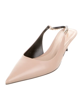 Gucci Patent Leather Chain-Link Accents Slingback Pumps