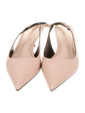 Gucci Patent Leather Chain-Link Accents Slingback Pumps