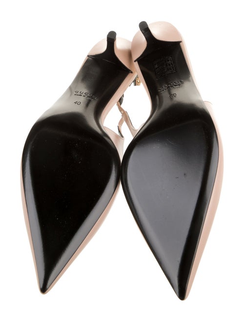 Gucci Patent Leather Chain-Link Accents Slingback Pumps