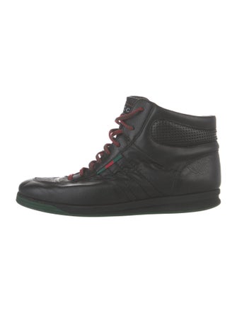 Gucci Web Accent Leather Sneakers