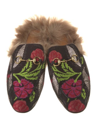 Gucci Horsebit Accent Floral Print Mules