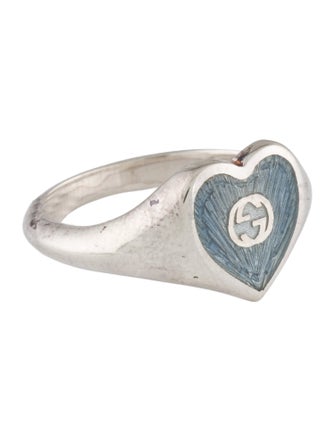 Gucci Enamel Interlocking G Heart Ring