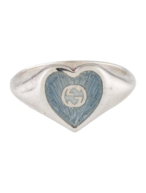 Gucci Enamel Interlocking G Heart Ring