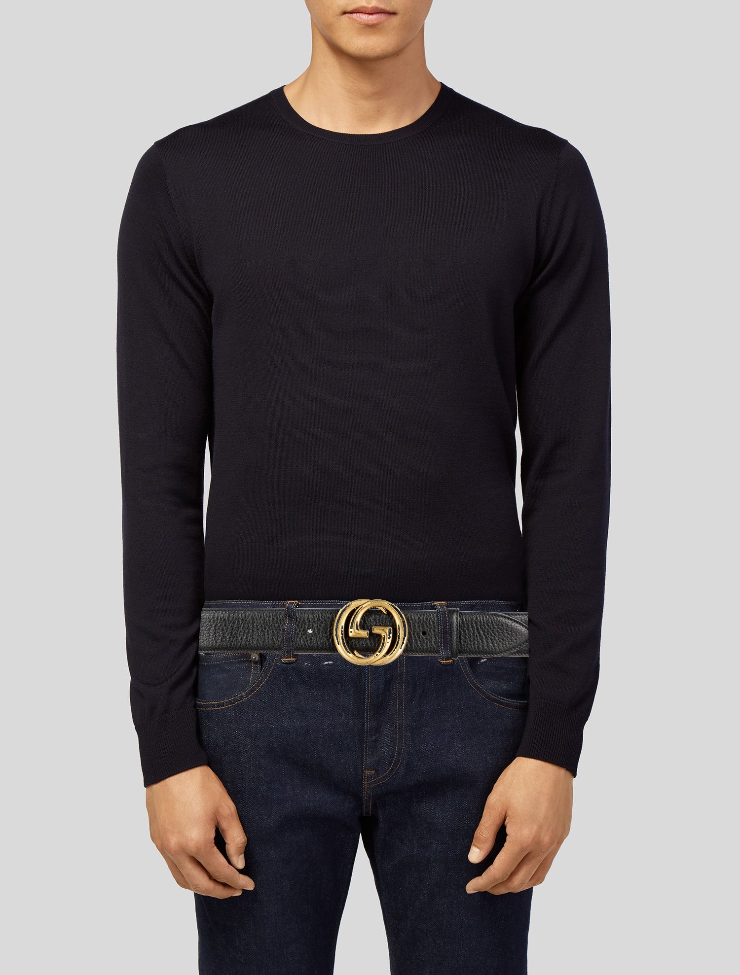 Gucci Double G Logo Leather Waist Belt