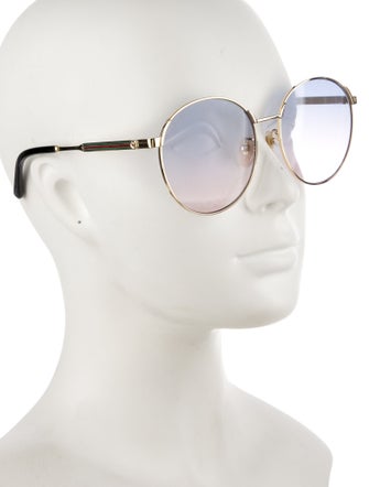 Gucci Web Accent Round Sunglasses