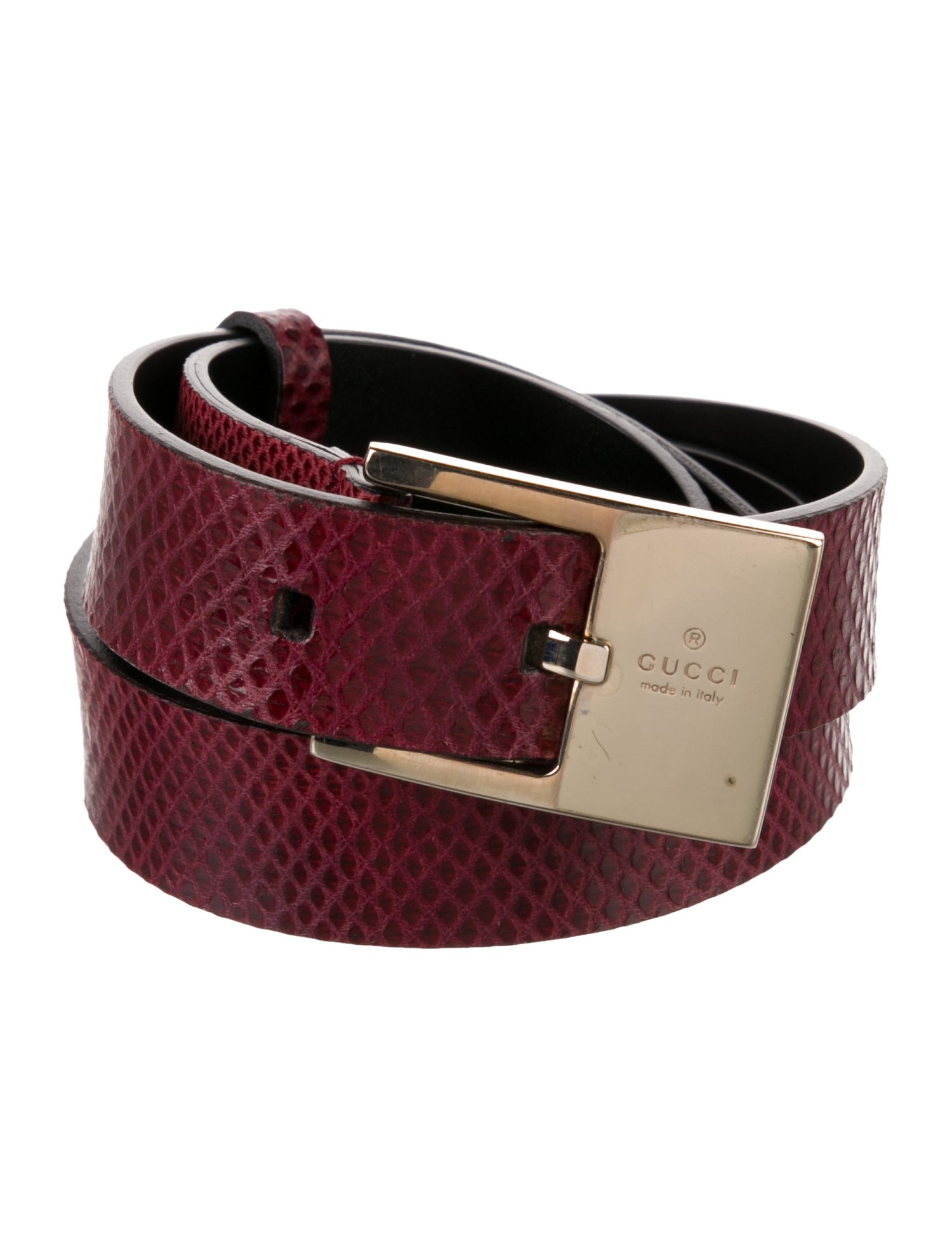 Gucci Skinny Embossed Leather Waist Belt