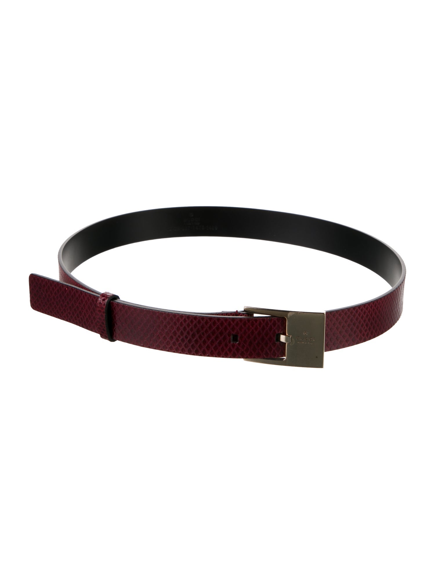 Gucci Skinny Embossed Leather Waist Belt