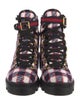 Gucci Sylvie Web Accent Tweed Lace-Up Boots