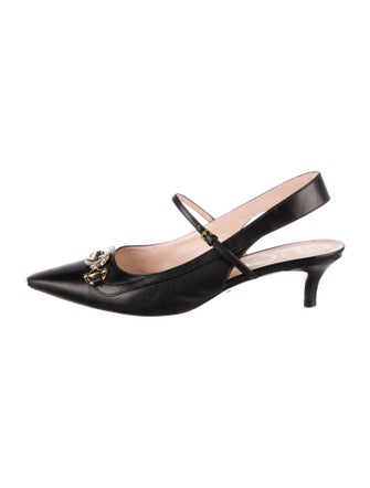 Gucci Interlocking G Logo Leather Slingback Pumps