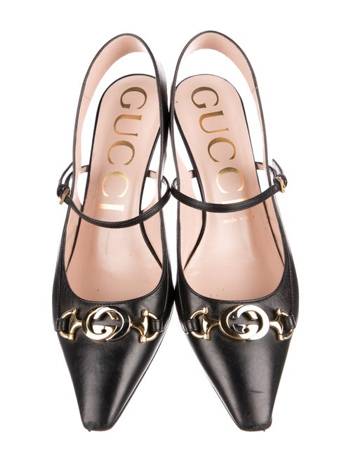 Gucci Interlocking G Logo Leather Slingback Pumps