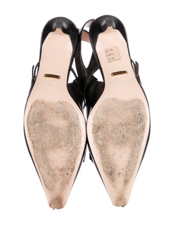 Gucci Interlocking G Logo Leather Slingback Pumps