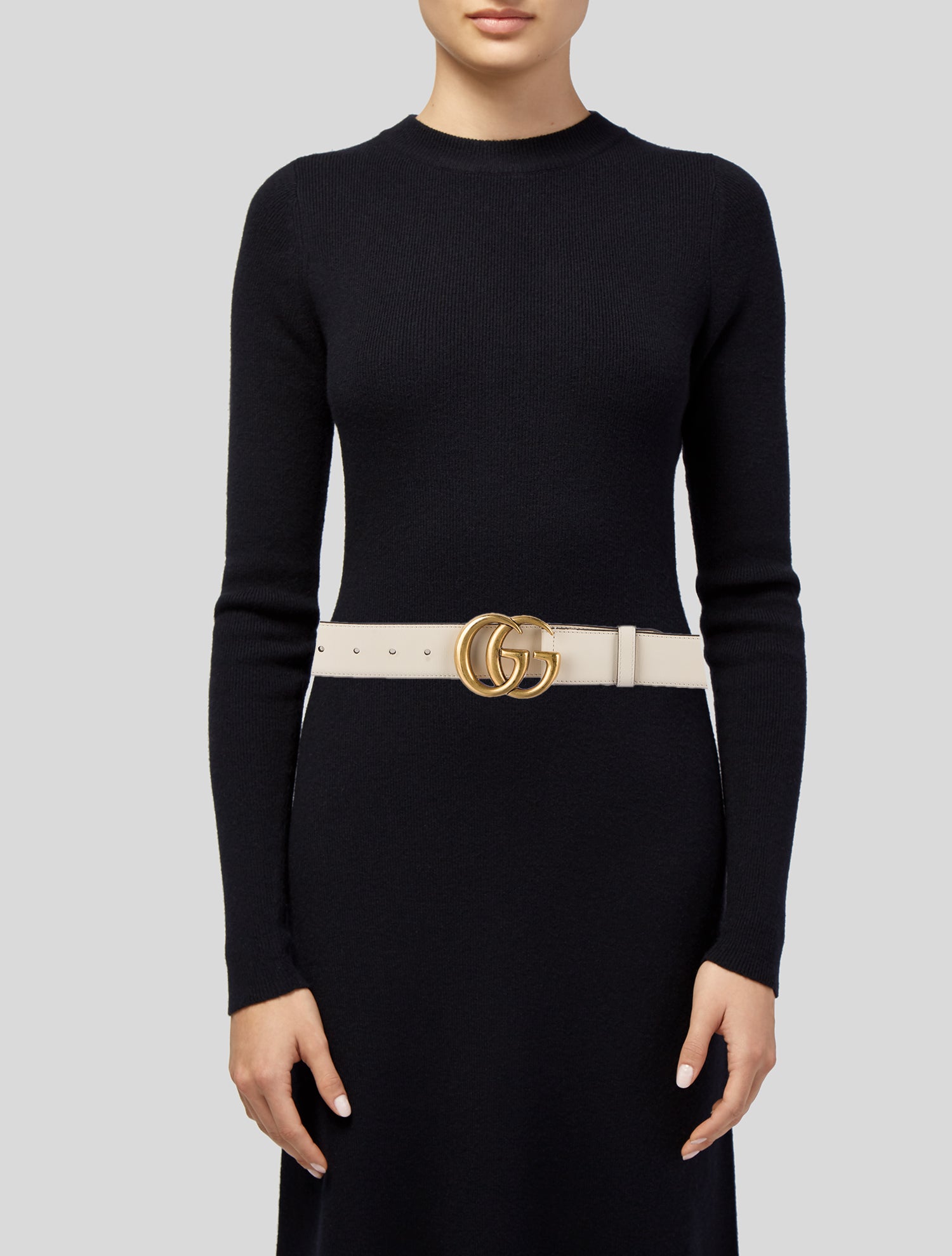 Gucci Double G Logo Leather Belt