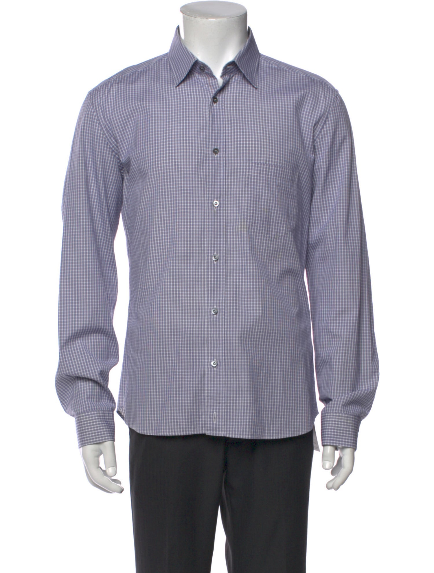 Gucci Plaid Print Long Sleeve Dress Shirt