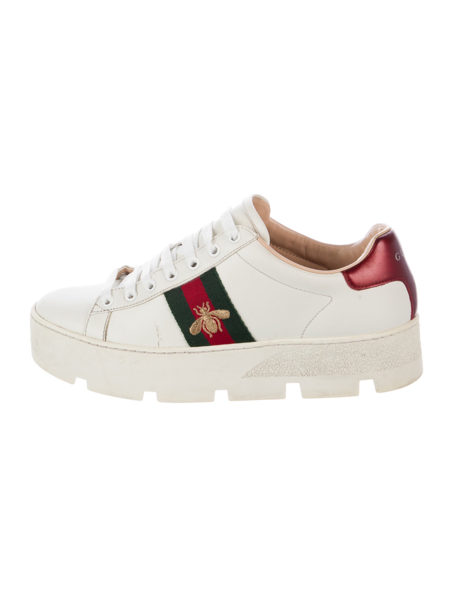 Gucci Web Accent Leather Sneakers
